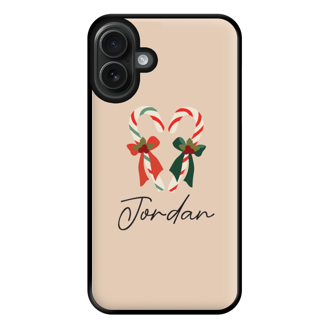 Candycane - Personalised Christmas Phone Case for iPhone 16 Plus