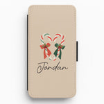 Candycane - Personalised Christmas Flip / Wallet Phone Case