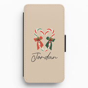 Candycane - Personalised Christmas Flip / Wallet Phone Case 1