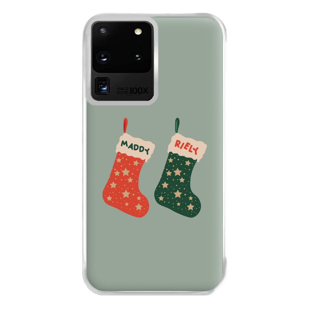 Red And Green Stocking - Personalised Christmas Phone Case for Galaxy S20 Ultra