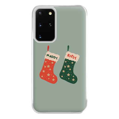 Red And Green Stocking - Personalised Christmas Phone Case for Galaxy S20 Plus