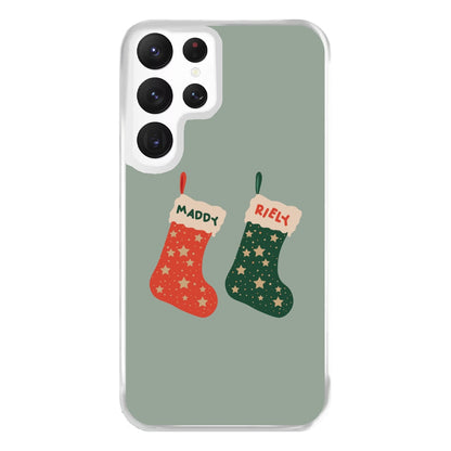 Red And Green Stocking - Personalised Christmas Phone Case for Galaxy S22 Ultra