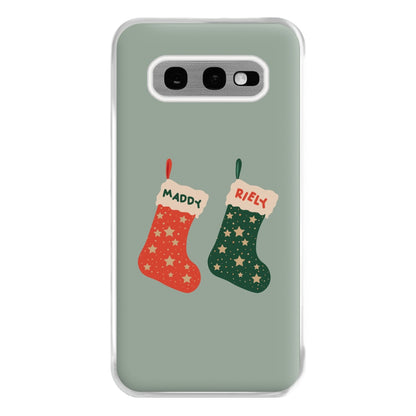 Red And Green Stocking - Personalised Christmas Phone Case for Galaxy S10e