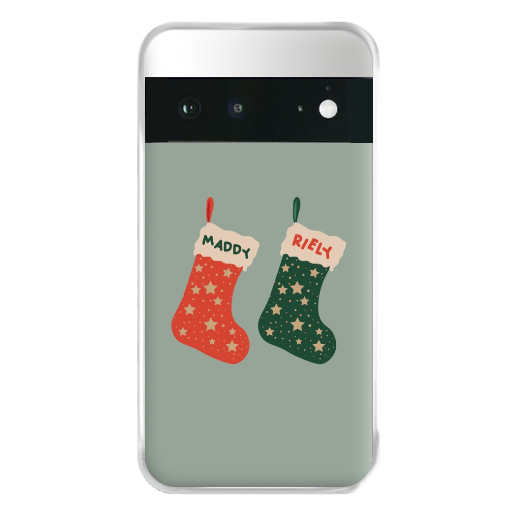 Red And Green Stocking - Personalised Christmas Phone Case for Google Pixel 6a