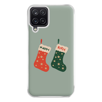 Red And Green Stocking - Personalised Christmas Phone Case for Galaxy A12