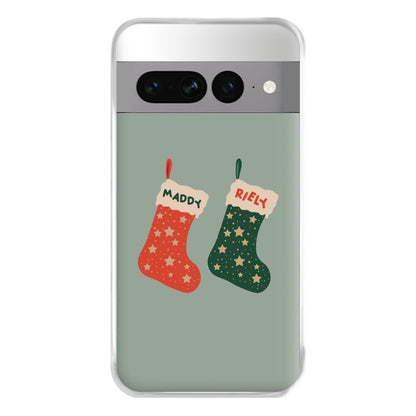 Red And Green Stocking - Personalised Christmas Phone Case for Google Pixel 7 Pro