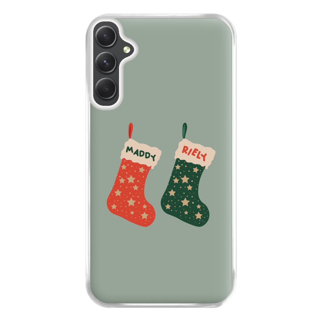 Red And Green Stocking - Personalised Christmas Phone Case for Galaxy A14