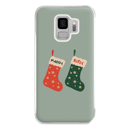 Red And Green Stocking - Personalised Christmas Phone Case for Galaxy S9 Plus