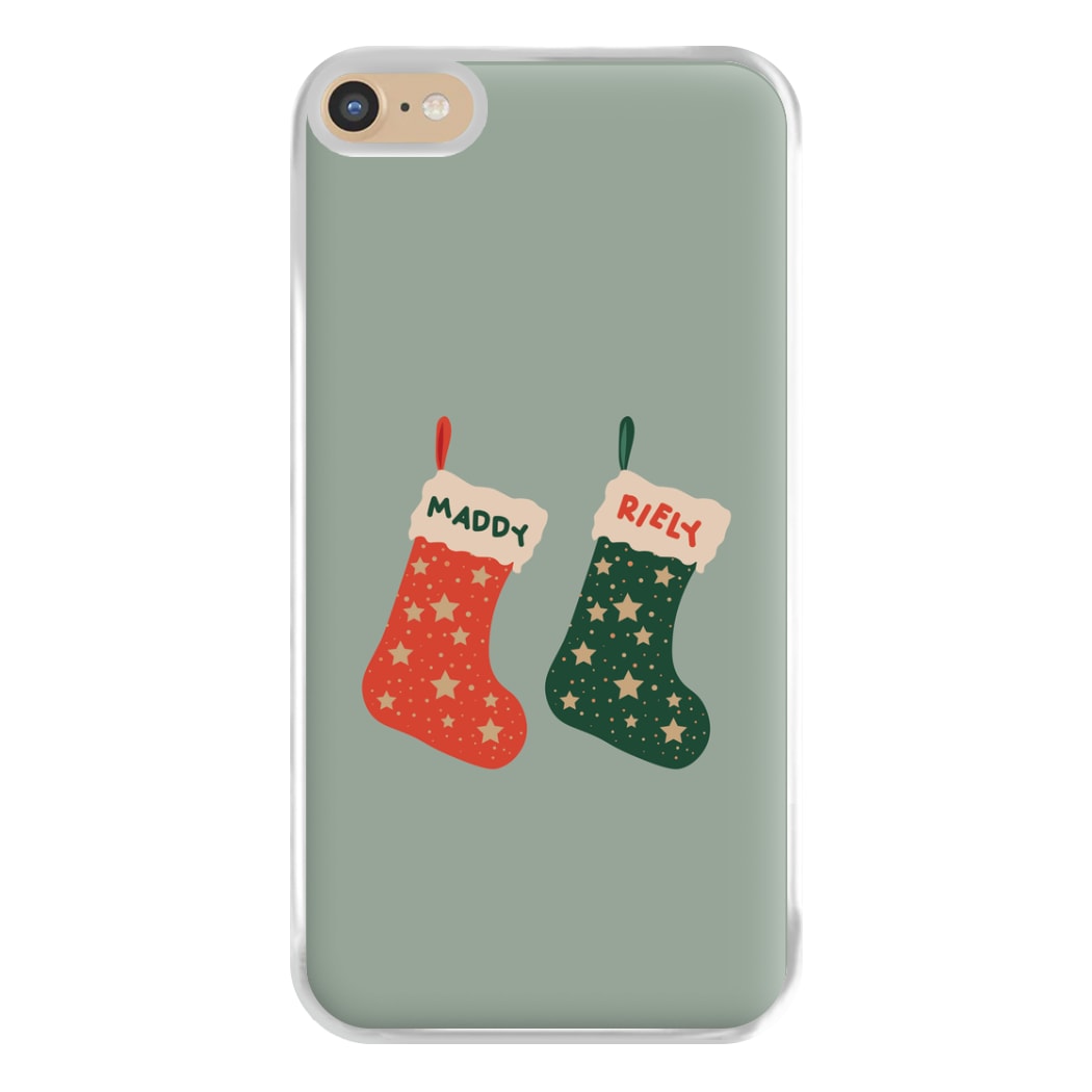 Red And Green Stocking - Personalised Christmas Phone Case for iPhone 6 Plus / 7 Plus / 8 Plus