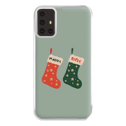 Red And Green Stocking - Personalised Christmas Phone Case for Galaxy A71