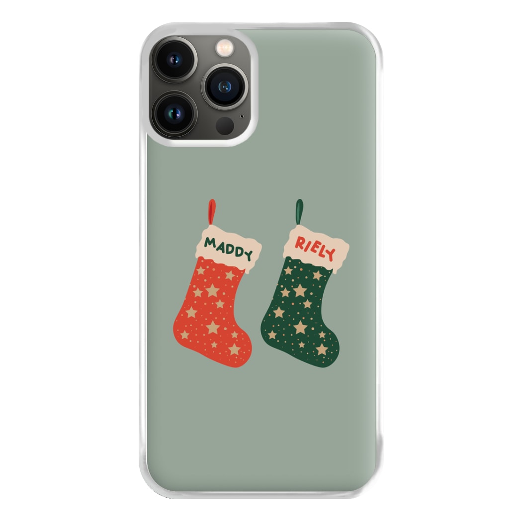 Red And Green Stocking - Personalised Christmas Phone Case for iPhone 13 Pro Max