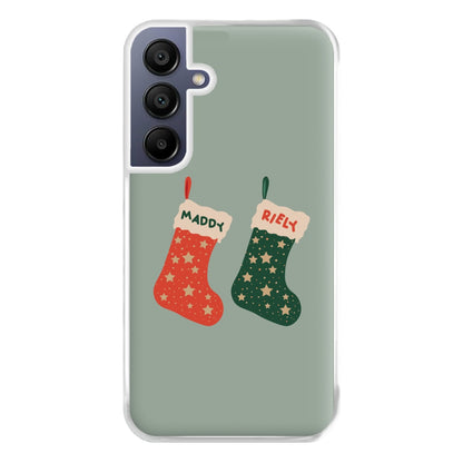 Red And Green Stocking - Personalised Christmas Phone Case for Galaxy A16