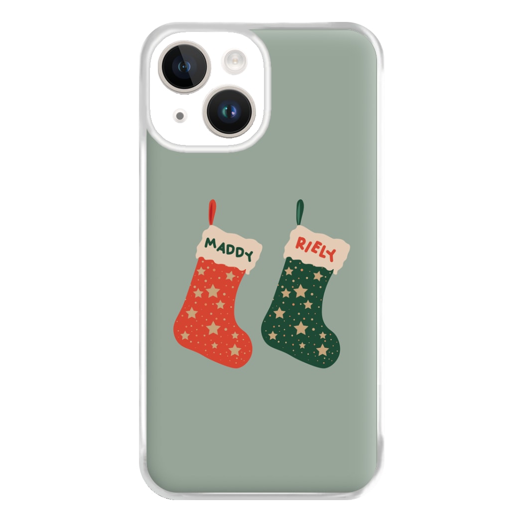 Red And Green Stocking - Personalised Christmas Phone Case for iPhone 14