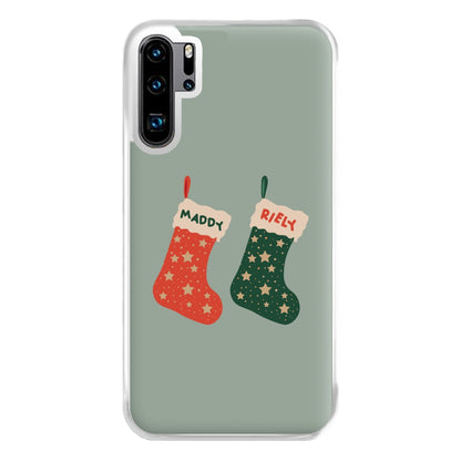 Red And Green Stocking - Personalised Christmas Phone Case for Huawei P30 Pro