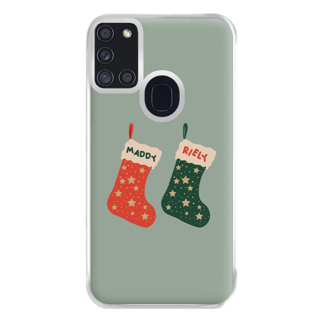 Red And Green Stocking - Personalised Christmas Phone Case for Galaxy A21s