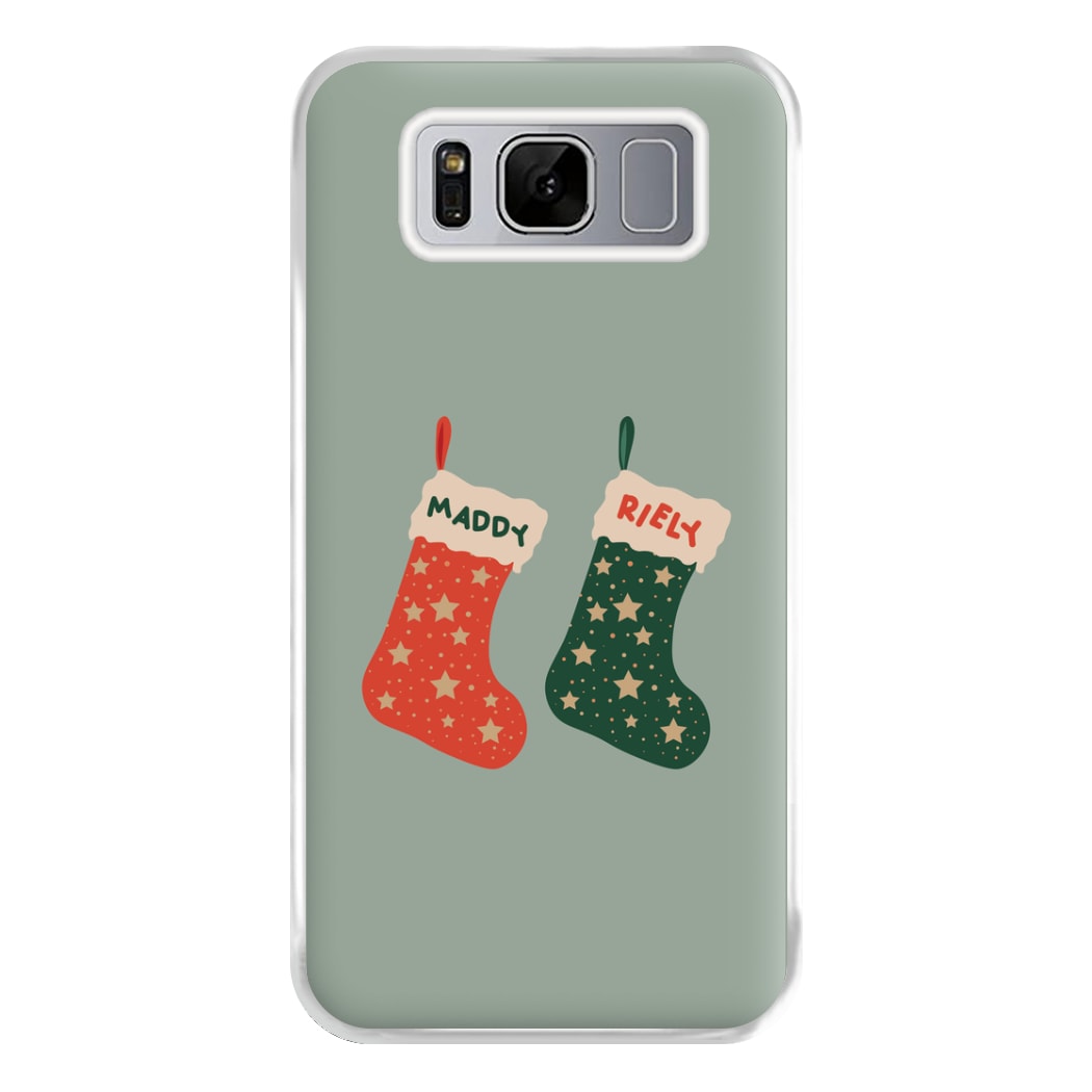 Red And Green Stocking - Personalised Christmas Phone Case for Galaxy S8 Plus