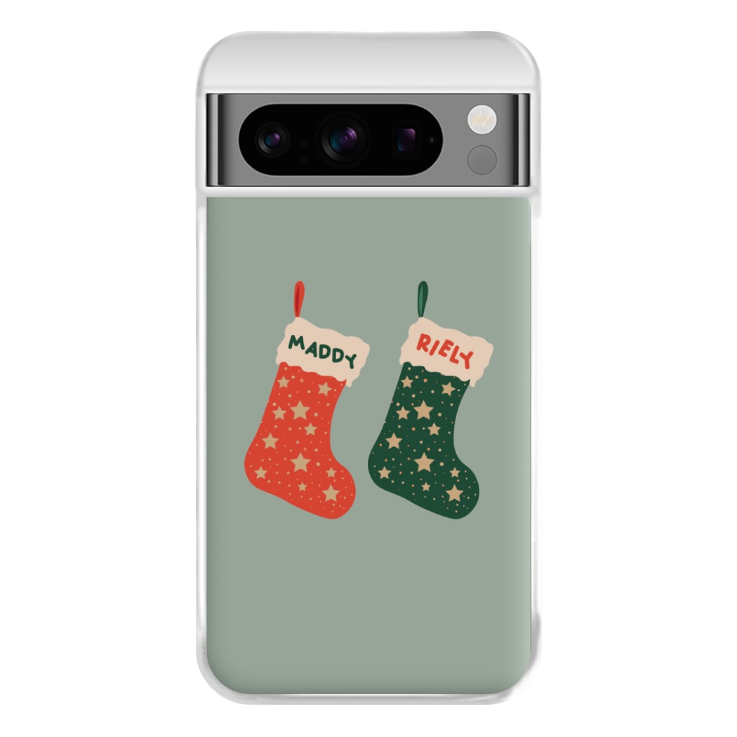 Red And Green Stocking - Personalised Christmas Phone Case for Google Pixel 8 Pro