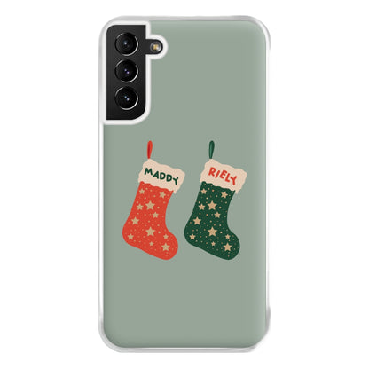 Red And Green Stocking - Personalised Christmas Phone Case for Galaxy S21 Plus