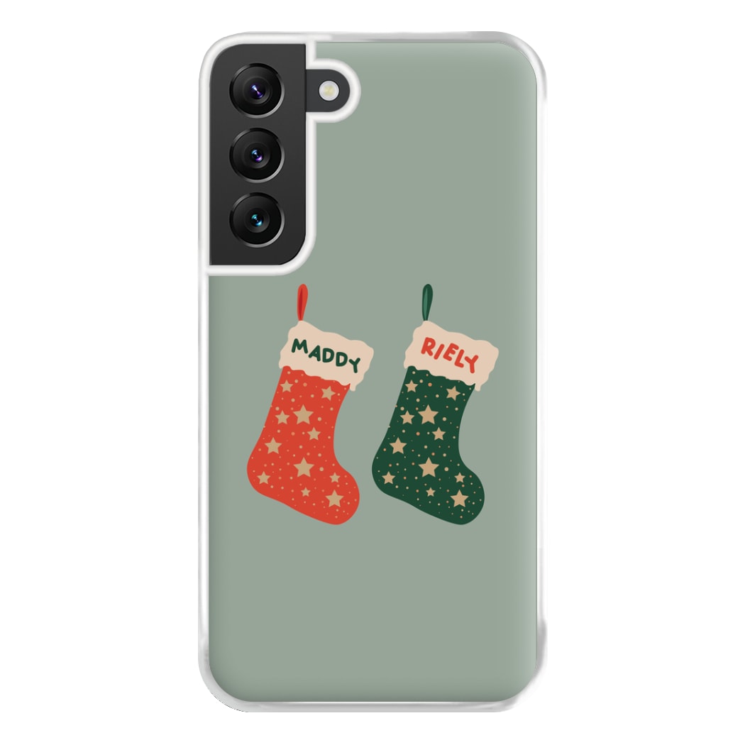 Red And Green Stocking - Personalised Christmas Phone Case for Galaxy S22 Plus