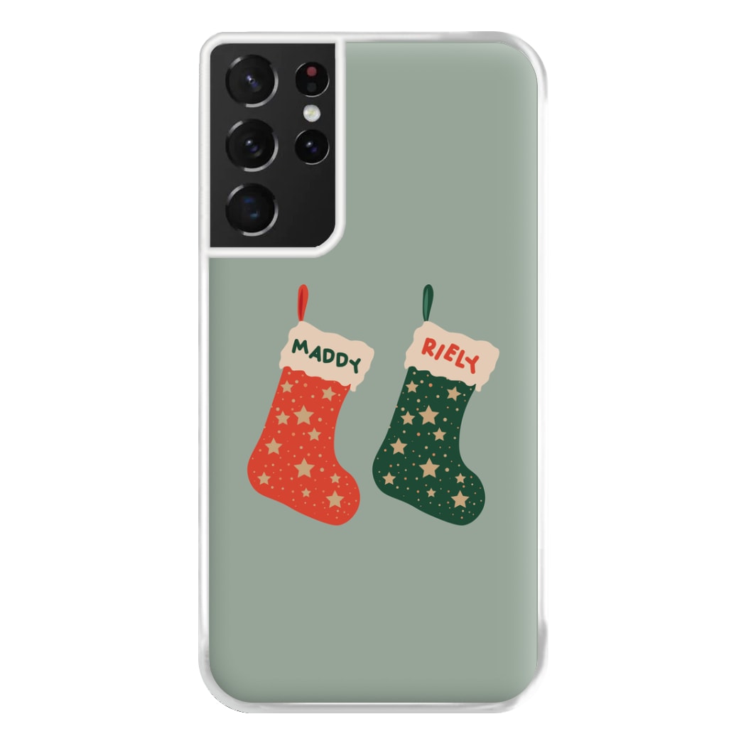 Red And Green Stocking - Personalised Christmas Phone Case for Galaxy S21 Ultra