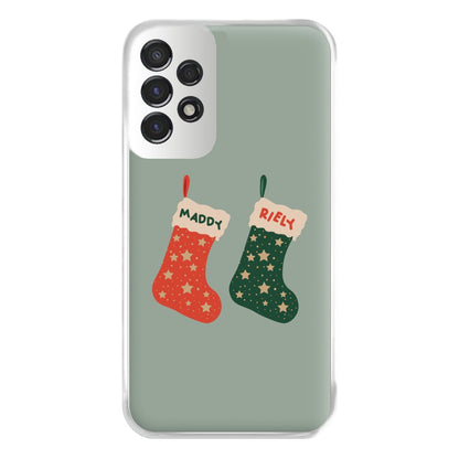 Red And Green Stocking - Personalised Christmas Phone Case for Galaxy A53