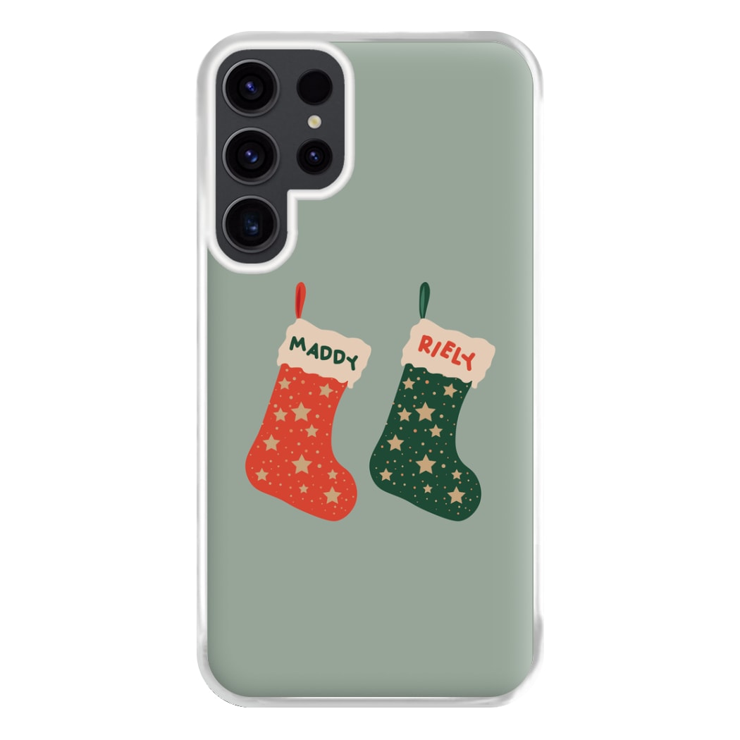 Red And Green Stocking - Personalised Christmas Phone Case for Galaxy S23 Ultra