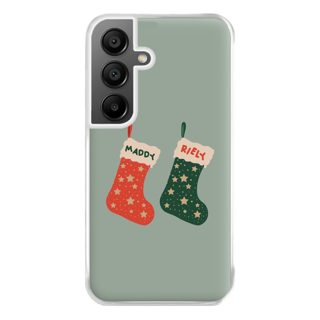 Red And Green Stocking - Personalised Christmas Phone Case for Galaxy A55