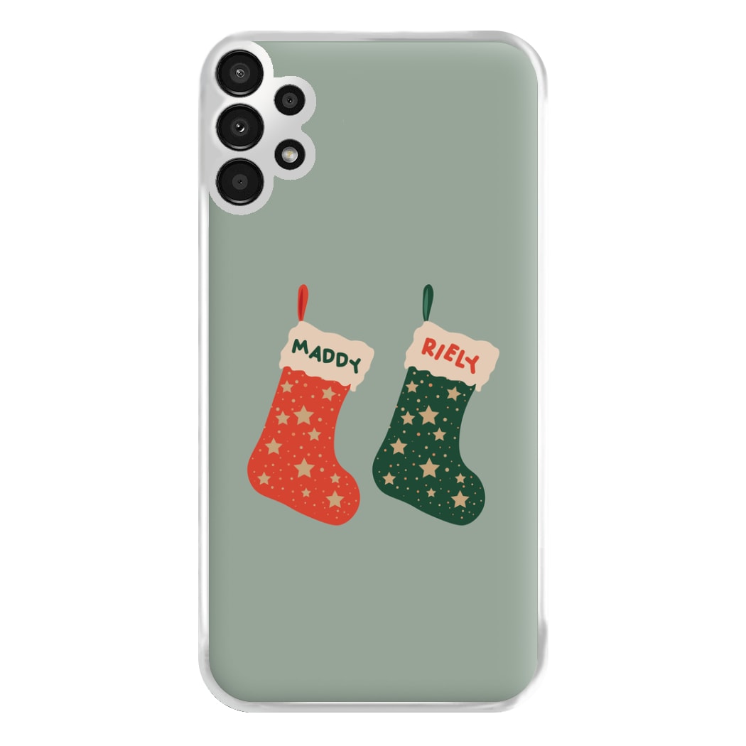 Red And Green Stocking - Personalised Christmas Phone Case for Galaxy A13