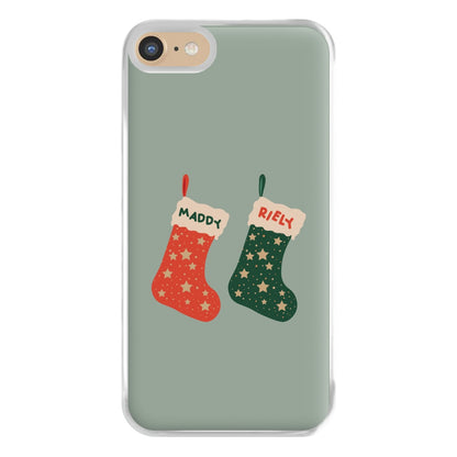 Red And Green Stocking - Personalised Christmas Phone Case for iPhone 6 / 7 / 8 / SE