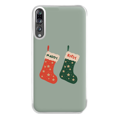 Red And Green Stocking - Personalised Christmas Phone Case for Huawei P20 Pro