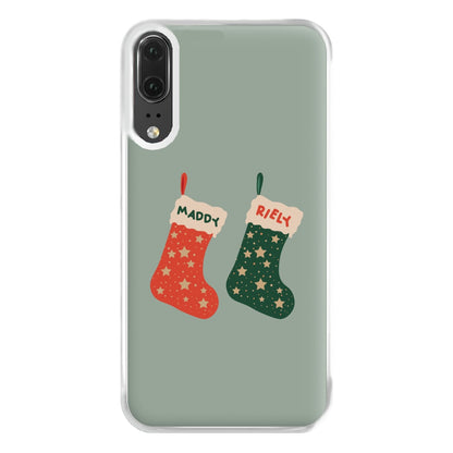 Red And Green Stocking - Personalised Christmas Phone Case for Huawei P20