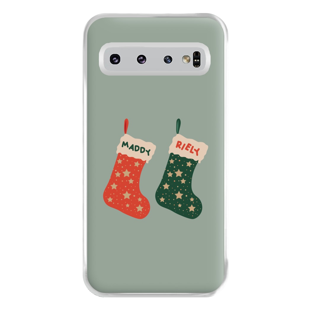 Red And Green Stocking - Personalised Christmas Phone Case for Galaxy S10 Plus