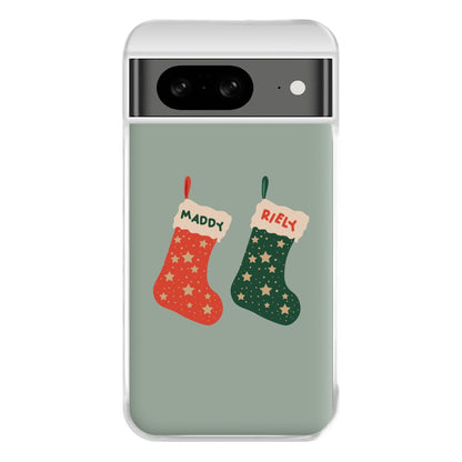 Red And Green Stocking - Personalised Christmas Phone Case for Google Pixel 8