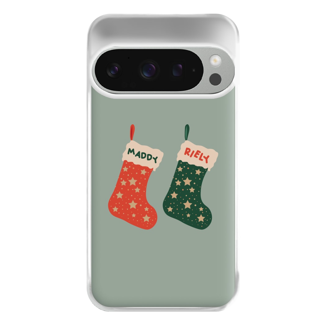 Red And Green Stocking - Personalised Christmas Phone Case for Google Pixel 9 Pro XL