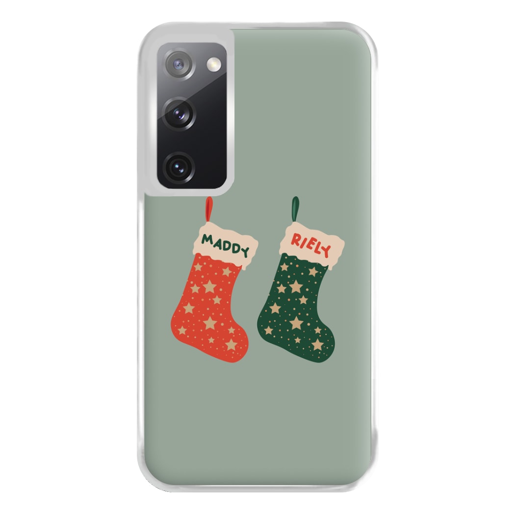 Red And Green Stocking - Personalised Christmas Phone Case for Galaxy S20FE