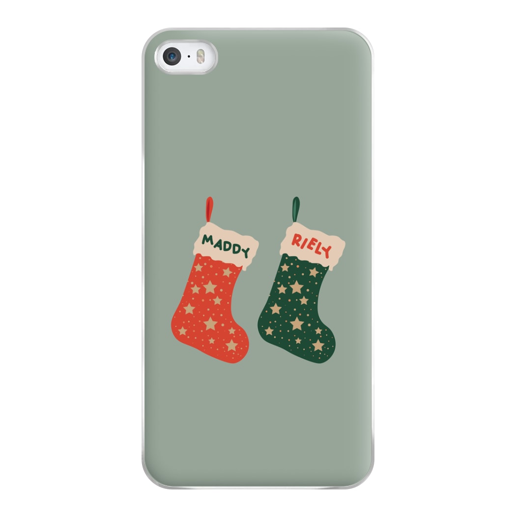 Red And Green Stocking - Personalised Christmas Phone Case for iPhone 5 / 5s / SE 2016