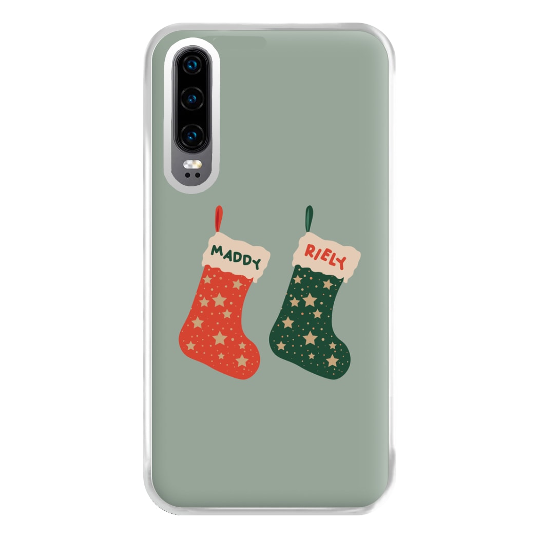 Red And Green Stocking - Personalised Christmas Phone Case for Huawei P30