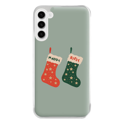 Red And Green Stocking - Personalised Christmas Phone Case for Galaxy S23FE