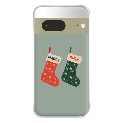 Red And Green Stocking - Personalised Christmas Phone Case for Google Pixel 7a