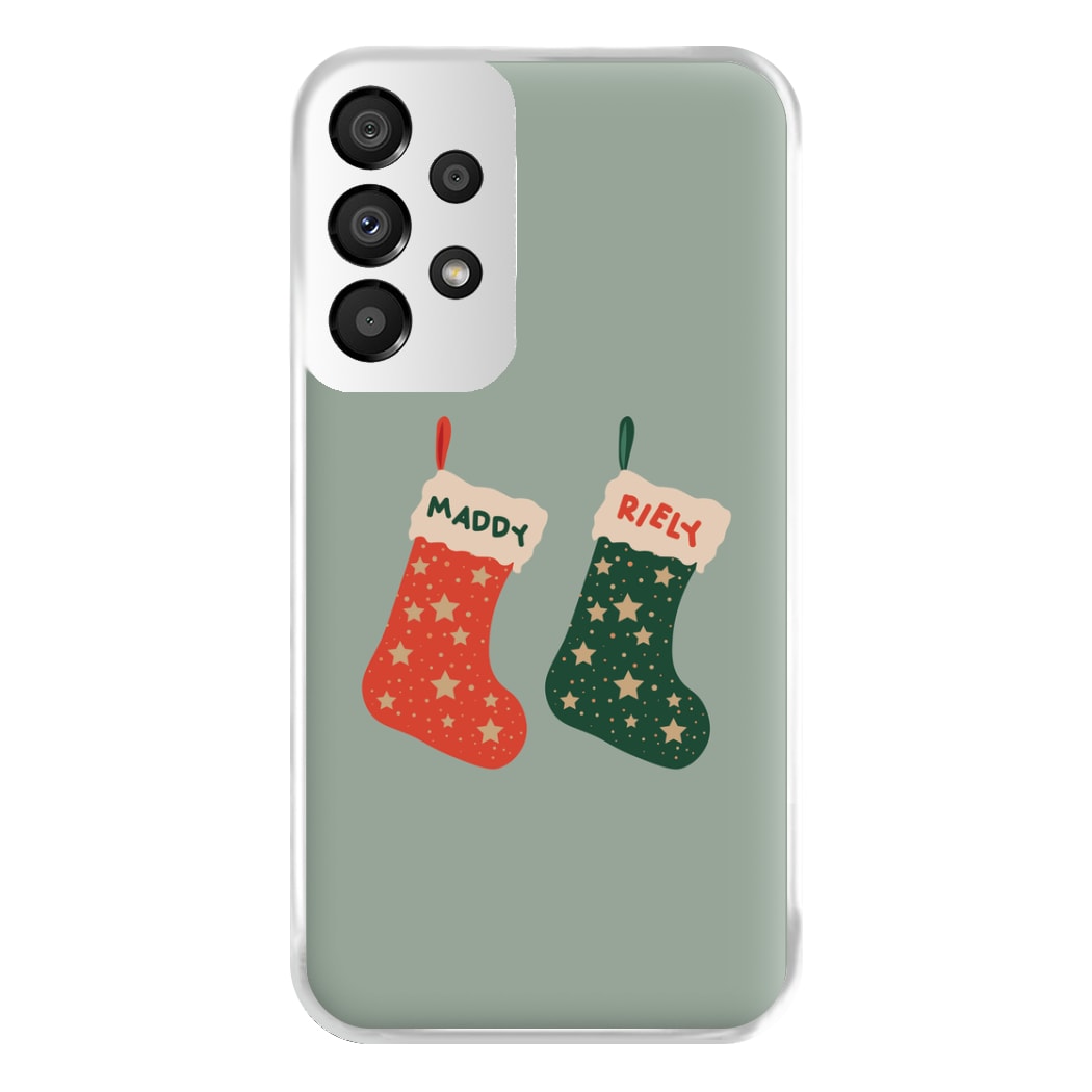 Red And Green Stocking - Personalised Christmas Phone Case for Galaxy A33