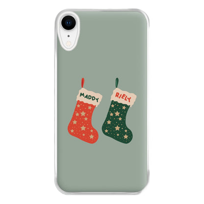 Red And Green Stocking - Personalised Christmas Phone Case for iPhone XR