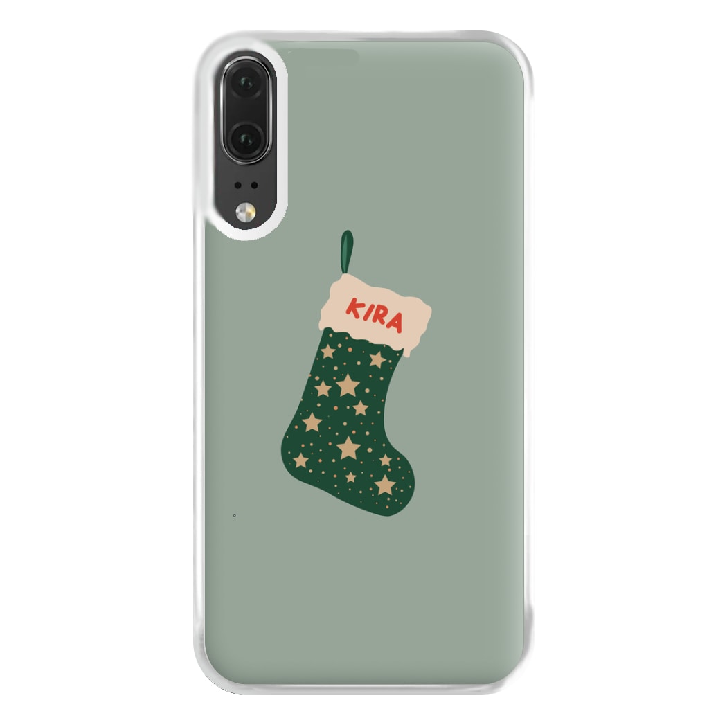 Green Stocking - Personalised Christmas Phone Case for Huawei P20