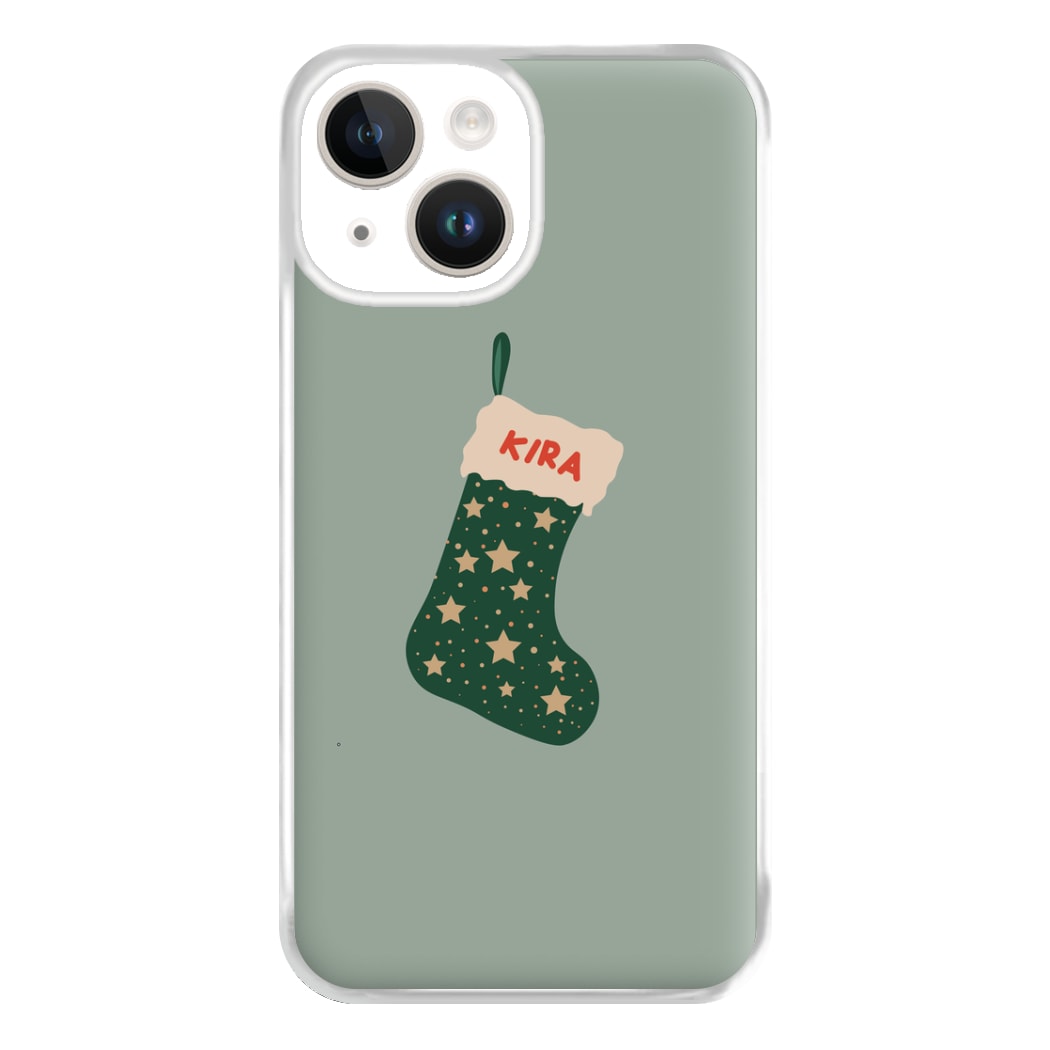 Green Stocking - Personalised Christmas Phone Case for iPhone 14