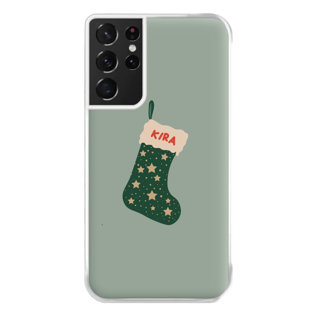 Green Stocking - Personalised Christmas Phone Case for Galaxy S21 Ultra