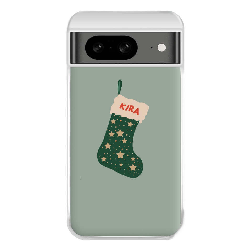 Green Stocking - Personalised Christmas Phone Case for Google Pixel 8