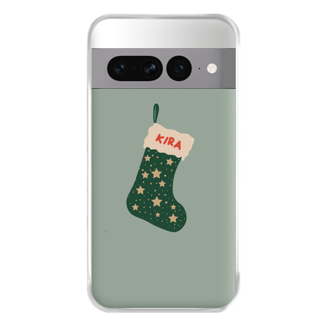 Green Stocking - Personalised Christmas Phone Case for Google Pixel 7 Pro