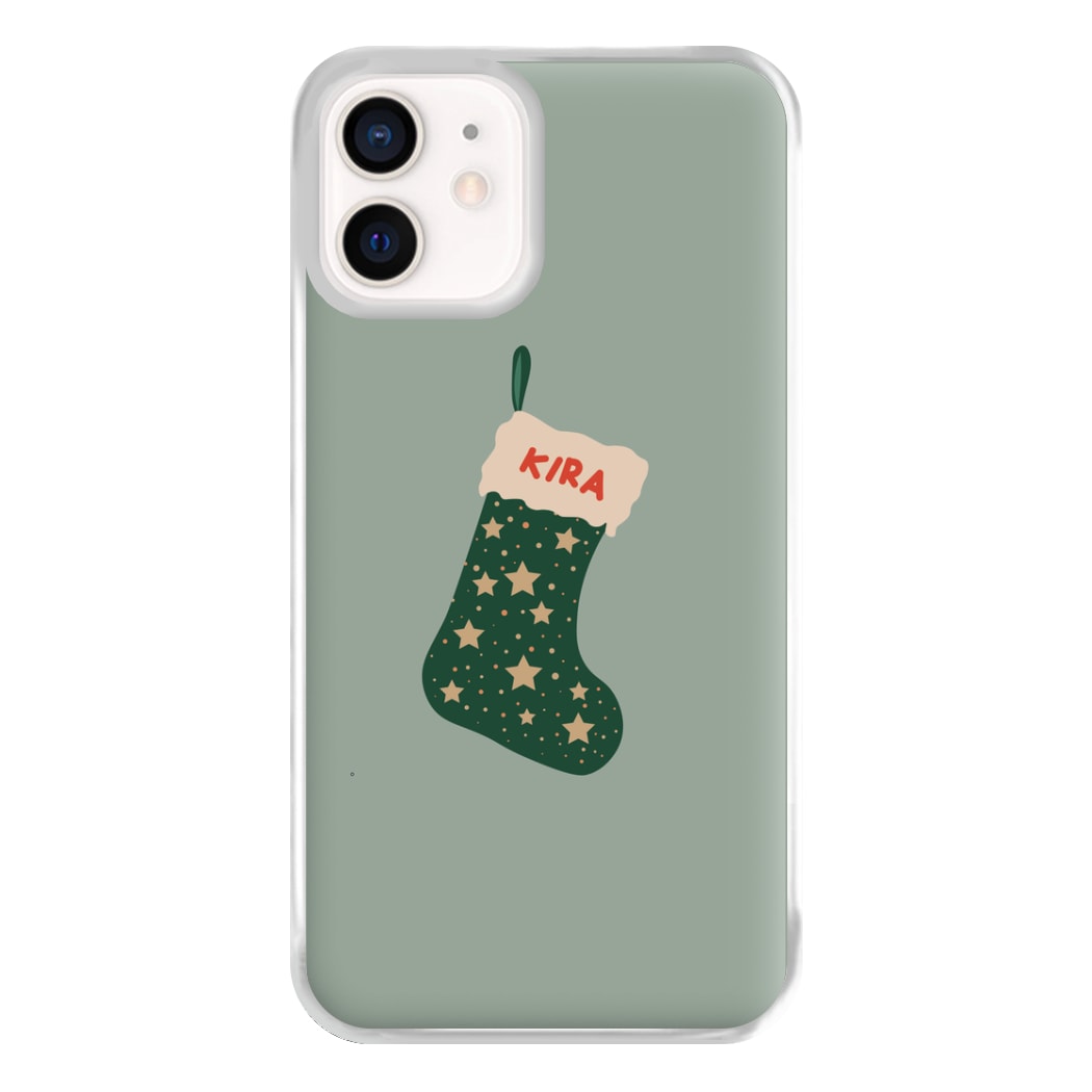 Green Stocking - Personalised Christmas Phone Case for iPhone 13 Mini