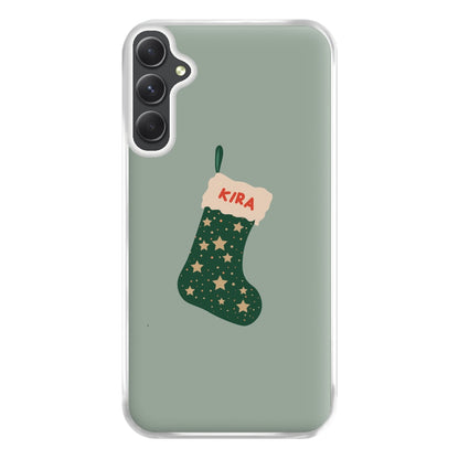 Green Stocking - Personalised Christmas Phone Case for Galaxy A54