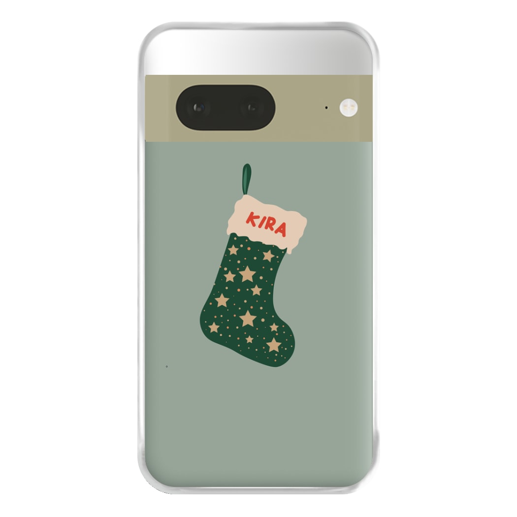 Green Stocking - Personalised Christmas Phone Case for Google Pixel 7a