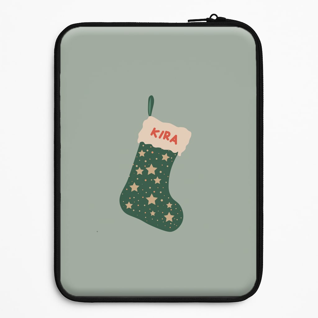 Green Stocking - Personalised Christmas Universal Laptop Sleeve